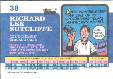1990 Topps Big #38 Rick Sutcliffe Back