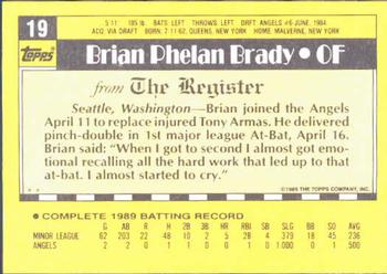 1990 Topps Major League Debut 1989 #19 Brian Brady Back