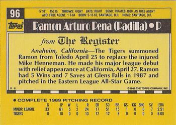 1990 Topps Major League Debut 1989 #96 Ramon Pena Back