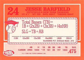 1990 Topps Hills Hit Men #24 Jesse Barfield Back