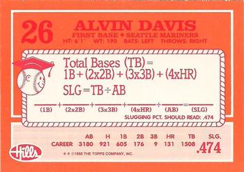 1990 Topps Hills Hit Men #26 Alvin Davis Back