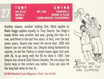 1989 Baseball Cards Magazine '59 Topps Replicas #27 Tony Gwynn Back