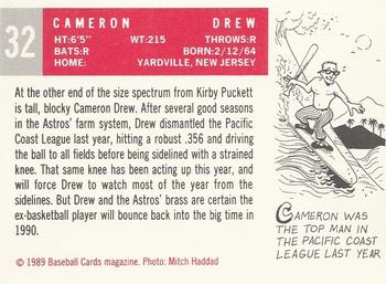 1989 Baseball Cards Magazine '59 Topps Replicas #32 Cameron Drew Back