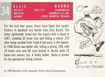 1989 Baseball Cards Magazine '59 Topps Replicas #34 Ellis Burks Back
