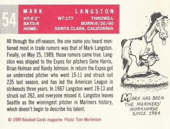 1989 Baseball Cards Magazine '59 Topps Replicas #54 Mark Langston Back