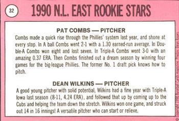 1990 Baseball Cards Magazine '69 Topps Repli-Cards #32 NL East Rookies (Pat Combs / Dean Wilkins) Back