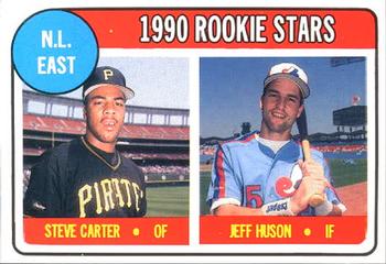 1990 Baseball Cards Magazine '69 Topps Repli-Cards #33 NL East Rookies (Steve Carter / Jeff Huson) Front