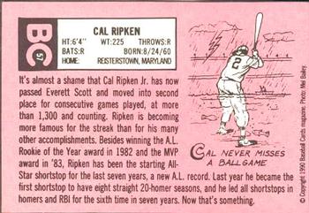 1990 Baseball Cards Magazine '69 Topps Repli-Cards #57 Cal Ripken Back