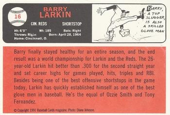 1991 Baseball Cards Magazine '66 Topps Replicas #16 Barry Larkin Back