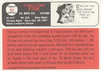 1991 Baseball Cards Magazine '66 Topps Replicas #53 Carlton Fisk Back
