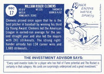 1992 Baseball Cards Magazine '70 Topps Replicas #17 Roger Clemens Back