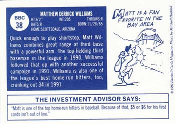 1992 Baseball Cards Magazine '70 Topps Replicas #38 Matt Williams Back