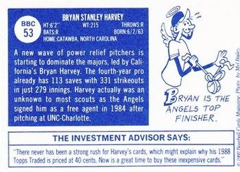1992 Baseball Cards Magazine '70 Topps Replicas #53 Bryan Harvey Back