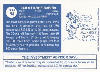 1992 Baseball Cards Magazine '70 Topps Replicas #58 Darryl Strawberry Back