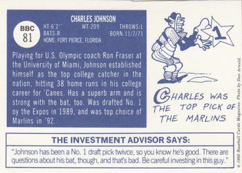 1992 Baseball Cards Magazine '70 Topps Replicas #81 Charles Johnson Back