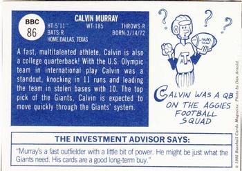 1992 Baseball Cards Magazine '70 Topps Replicas #86 Calvin Murray Back
