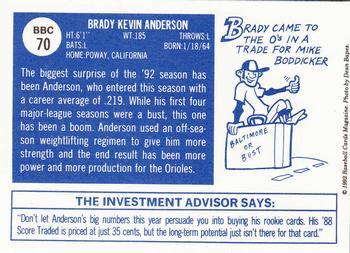 1992 Baseball Cards Magazine '70 Topps Replicas #70 Brady Anderson Back
