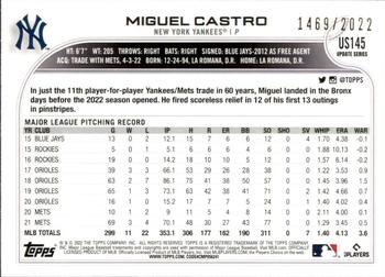 2022 Topps Update - Gold #US145 Miguel Castro Back
