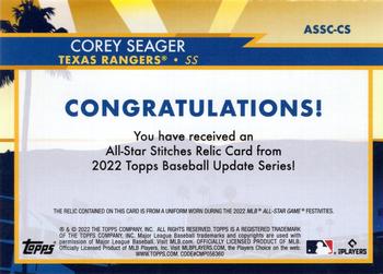 2022 Topps Update - All-Star Stitches Relics #ASSC-CS Corey Seager Back