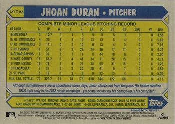 2022 Topps Update - 1987 Topps Baseball 35th Anniversary Chrome Silver Pack #T87C-62 Jhoan Duran Back