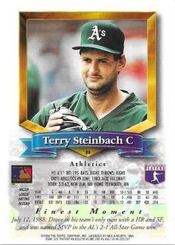 1994 Finest - Refractors #38 Terry Steinbach Back