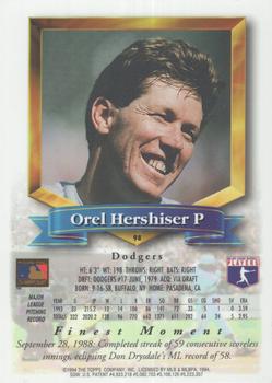 1994 Finest - Refractors #98 Orel Hershiser Back