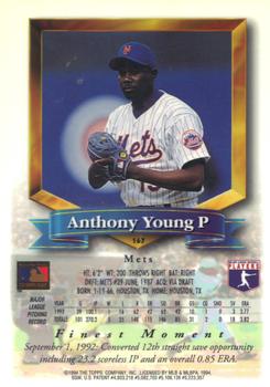 1994 Finest - Refractors #167 Anthony Young Back