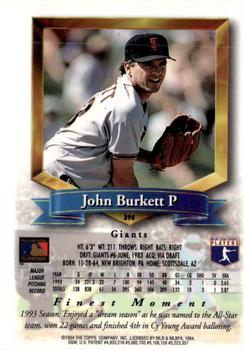 1994 Finest - Refractors #295 John Burkett Back