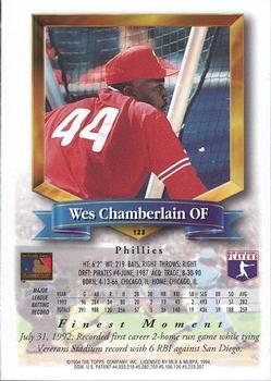 1994 Finest - Refractors #123 Wes Chamberlain Back