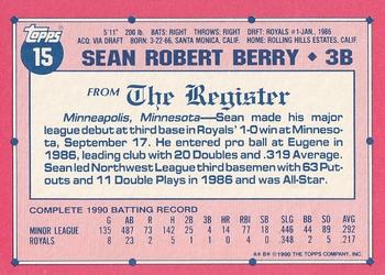 1991 Topps Major League Debut 1990 #15 Sean Berry Back