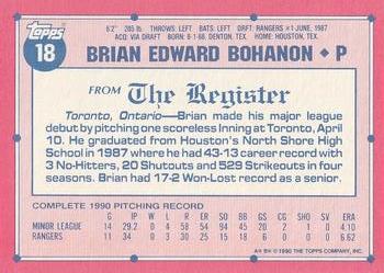 1991 Topps Major League Debut 1990 #18 Brian Bohanon Back