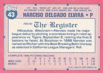 1991 Topps Major League Debut 1990 #43 Narciso Elvira Back