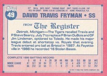 1991 Topps Major League Debut 1990 #49 Travis Fryman Back