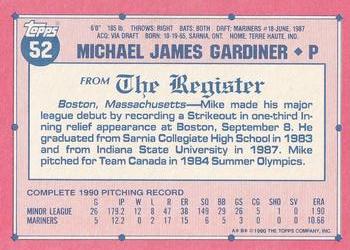1991 Topps Major League Debut 1990 #52 Mike Gardiner Back