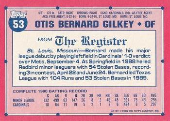1991 Topps Major League Debut 1990 #53 Bernard Gilkey Back