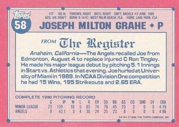 1991 Topps Major League Debut 1990 #58 Joe Grahe Back