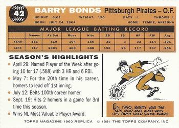 1991 Topps Magazine #42 Barry Bonds Back