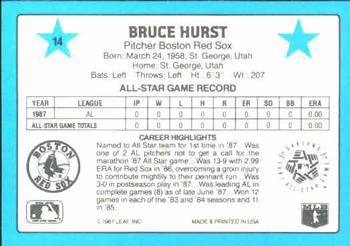 1988 Donruss All-Stars #14 Bruce Hurst Back