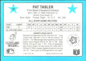 1988 Donruss All-Stars #17 Pat Tabler Back