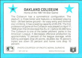 1988 Donruss All-Stars #30 Oakland Coliseum Back
