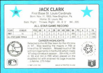1988 Donruss All-Stars #33 Jack Clark Back