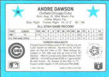 1988 Donruss All-Stars #36 Andre Dawson Back