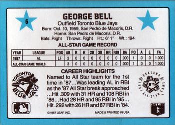 1988 Donruss All-Stars #6 George Bell Back