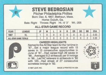 1988 Donruss All-Stars #61 Steve Bedrosian Back