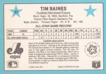 1988 Donruss All-Stars #57 Tim Raines Back