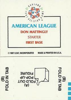 1988 Donruss All-Stars - Pop-Ups #NNO Don Mattingly Back