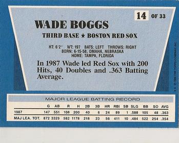 1988 Topps Rite-Aid Team MVP's #14 Wade Boggs Back