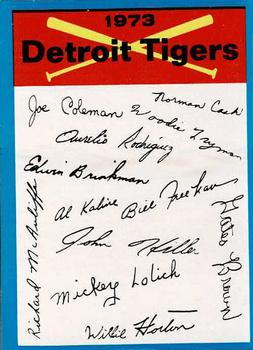 1973 Topps - Team Checklists #NNO Detroit Tigers Front