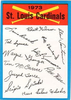 1973 Topps - Team Checklists #NNO St. Louis Cardinals Front
