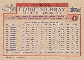 1989 Topps Cap'n Crunch #15 Eddie Murray Back